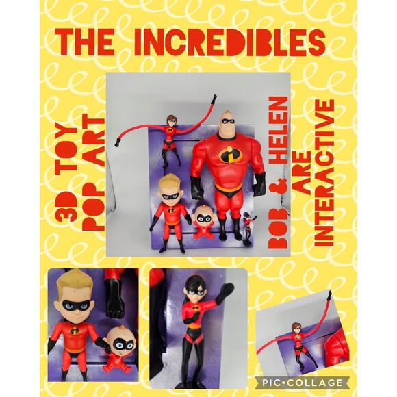 INCREDIBLES 3D TOY POP Artwork Original Mixed Media Art INTERACTIVE Unique - Picture 1 of 12